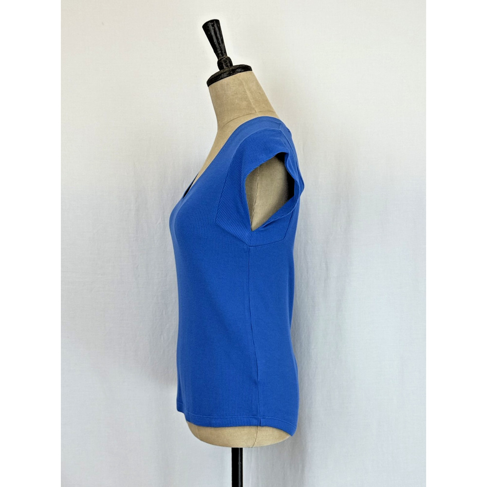 NWT Dear John Boutique Uri Cornflower Blue V Neck Short Sleeve Top #0403 XS - Picture 2 of 8